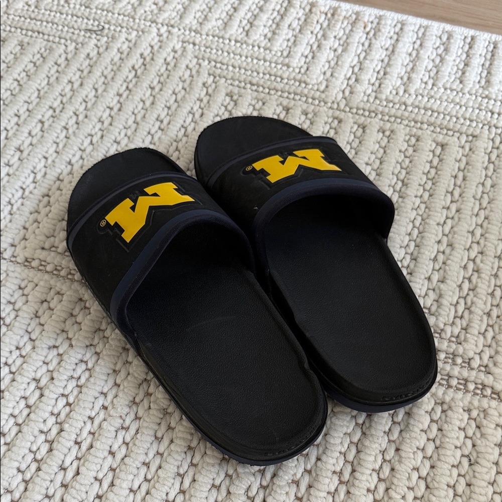 Nike Black Slides with Yellow Accent